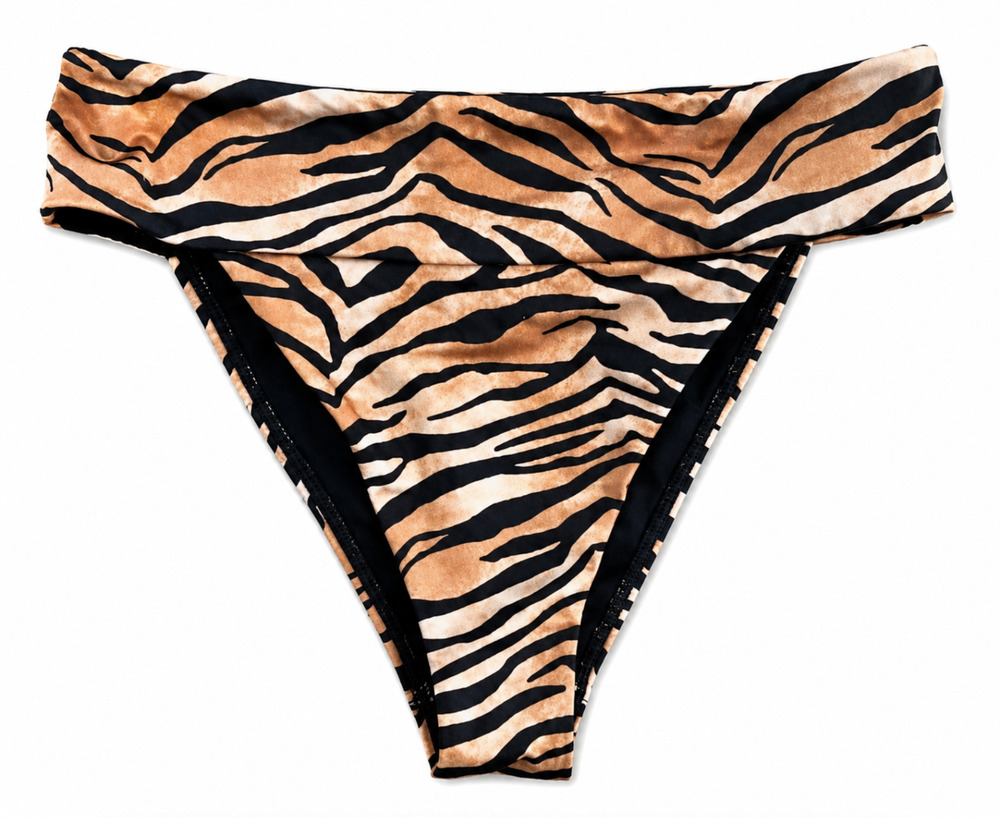 KENDALL & KYLIE PACSUN TIGER ANIMAL PRINT HIGH WAIST BIKINI SWIMSUIT BOTTOMS S